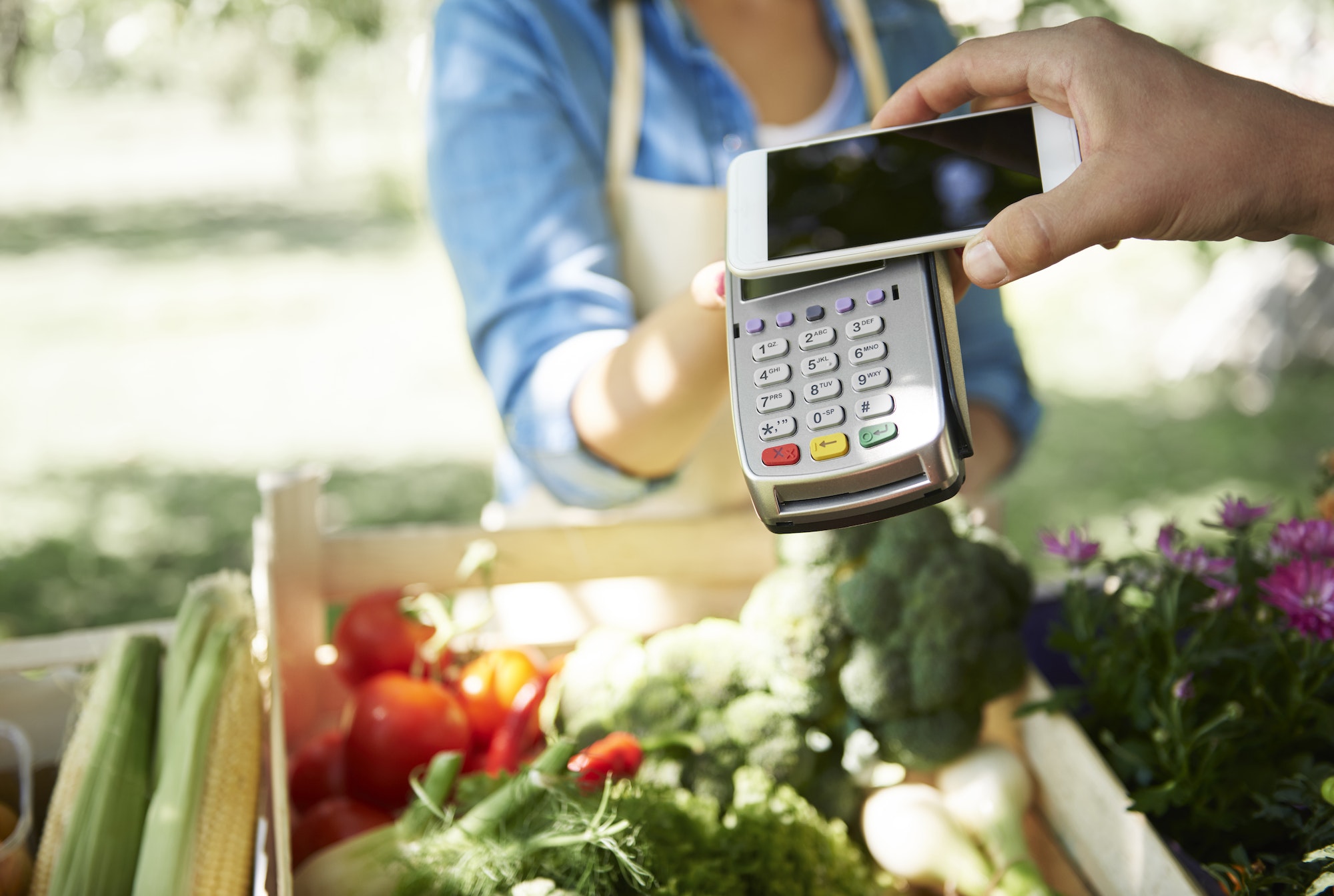 Credit card payment on the farmers shop