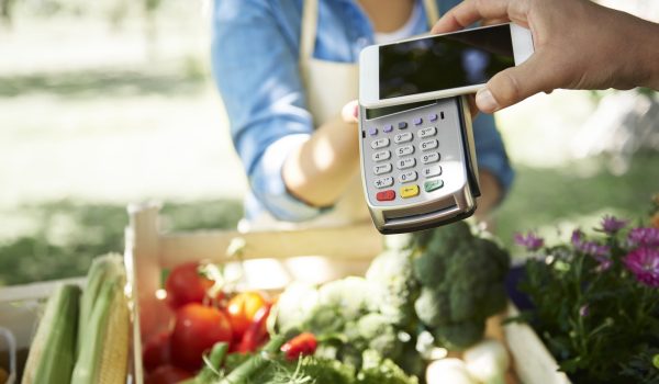 Credit card payment on the farmers shop